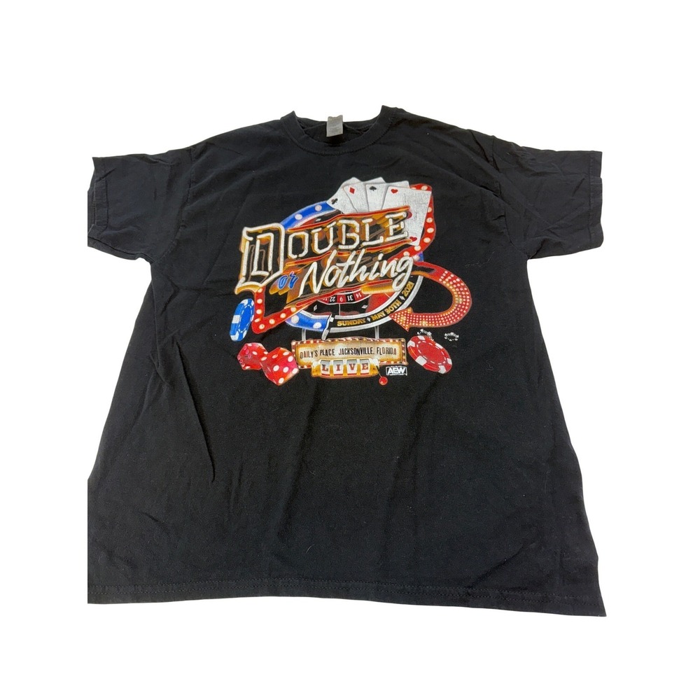 AEW Double or Nothing 2021 Wrestling T Shirt Mens Large Black Dailys Place Live‎